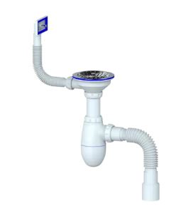 Сифон Unicorn для мойки с прямоугольным переливом (с гибким отводом)