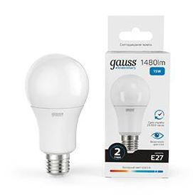 Лампа Gauss Elementary A60 15W 1480lm 6500K E27 LED 1/10/50