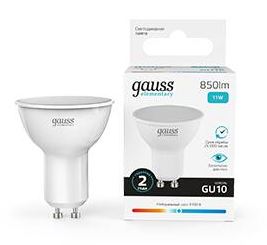 Лампа Gauss Elementary MR16 11W 850lm 4100K GU10 LED 1/10/100