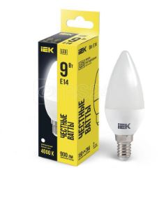 Лампа светодиодная 9Вт C35 свеча 4000К нейтр. бел. E14 230В IEK