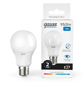 Лампа Gauss Elementary LED A60 E27 10W 6500К 1/40