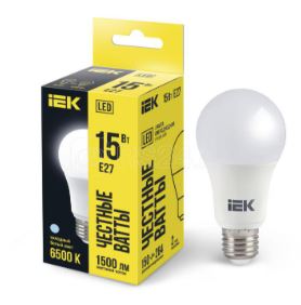 Лампа светодиодная A60 15Вт грушевидная 230В 6500К E27 IEK