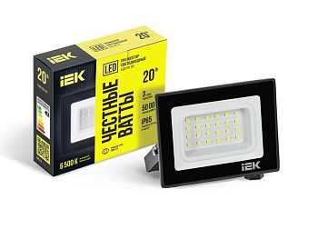 Прожектор светодиодный СДО 06-20 6500К IP65 черн. IEK 