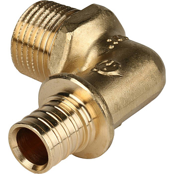 STOUT Угольник-переходник с наружной резьбой 16xR 1/2  для труб из сшитого полиэтилена аксиальный