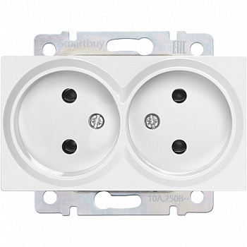 Розетка двойная без заземления белая "Нептун"