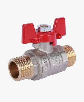 ROMMER Кран шаровой 1/2  НР/НР, ручка бабочка