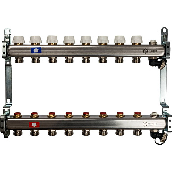 SMS-0932-000008 STOUT Коллектор из нержавеющей стали без расходомеров, с клапаном вып. воздуха и сли