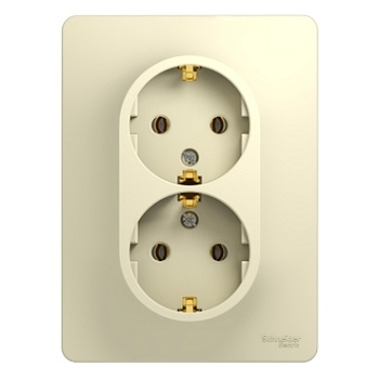 Systeme Electric Glossa Беж Розетка 2-я с/з (в сборе с рамкой)