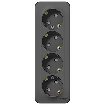 Розетка 4-м ОП Blanca 16А IP20 250В с заземл. защ. шторки с изолир. пластиной антрацит