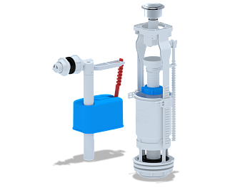 Арматура для бачка в сборе "АНИ" боковой подвод, кнопка, пластик