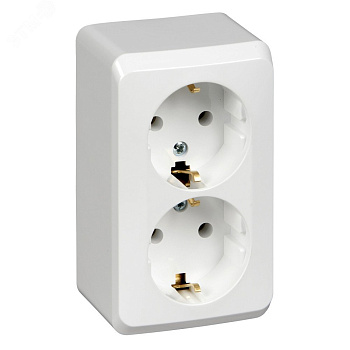 Systeme Electric Этюд наруж Бел Розетка 2-ая с/з без шторок