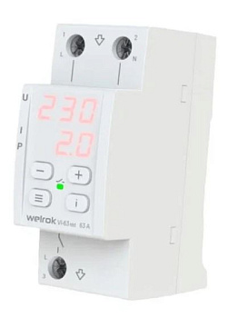 Многофункциональное реле напряжения с контролем тока Welrok VI-63A red 																