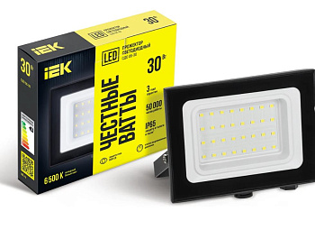 Прожектор светодиодный СДО 06-30 6500К IP65 черн. IEK