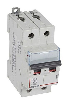 Выключатель автоматический модульный 2п C 50А 6кА DX3-E 6000 2мод. 230/400В