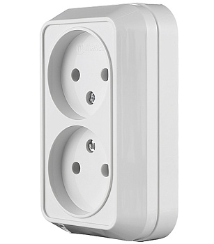 Розетка 2-м ОП 16А IP20 без заземл. бел. Makel 45117