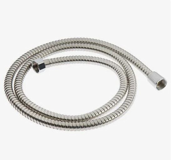 Шланг для душа с двойным замкком с мелким шагом плетения, растяжной (150см-210см), хром