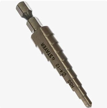 STAYER 4-12мм, 9 ступеней, сверло ступенчатое,сталь HSS