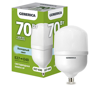 Лампа светодиодная HP 70Вт 230В 6500К E27-E40 GENERICA