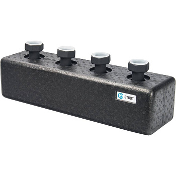 STOUT Стальной распределительный коллектор 2 отопительных контура. В теплоизоляции D25