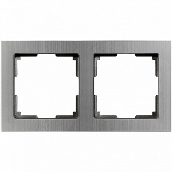 Рамка 2-местная пластик серый никель "Нептун" квадрат