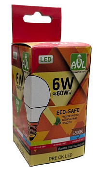 Лампа с/д PRE Шарик  LED 6W 6K E14