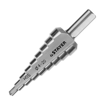 STAYER 4-20мм, 9 ступеней, сверло ступенчатое, сталь HSS