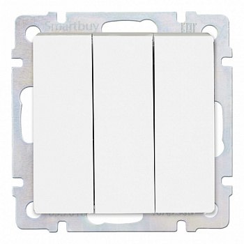 Выключатель 3-клавишный 10А белый "Нептун"