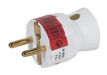 Вилка электрич. каб. Helium 16А нижний ввод с заземл. бел. leg