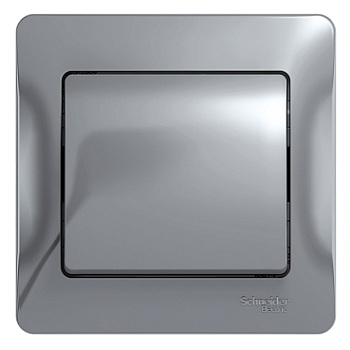 Systeme Electric Glossa Алюминий Выключатель 1-клавишный, сх.1, 10АХ (в сборе с рамкой)