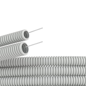 DKC Труба ПВХ гибкая гофр. д.32мм, лёгкая с протяжкой, 25м, цвет серый