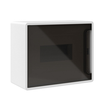 DKC Щиток 8 мод настенный FRAME, белый, с тонированной дверцей, с 2 шинами PEN на 6 и 8 отв