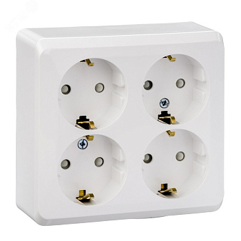 Systeme Electric Этюд наруж Бел Розетка 4-ая с/з со шторками