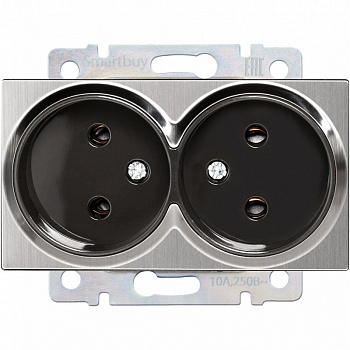 Розетка двойная без заземления серый никель"Нептун"