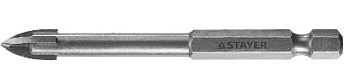 STAYER 8 мм, 4х кромка, HEX 1/4, Сверло по стеклу и кафелю (2985-08)