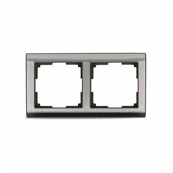 Рамка 2-местная серый никель "Нептун" скругл.