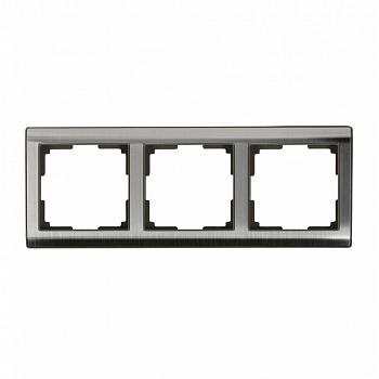 Рамка 3-местная серый никель "Нептун" скругл.