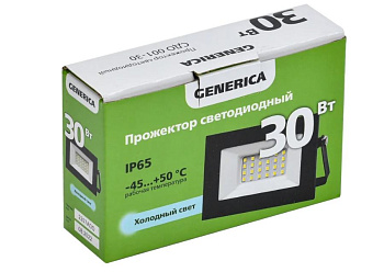 Прожектор светодиодный СДО 001-30 Вт 6500К IP65 черный GENERICA
