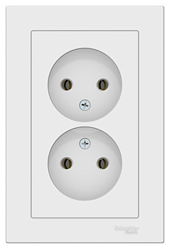 Розетка 2-м СП AtlasDesign без заземл в сборе 16А белый