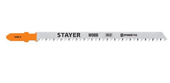 Полотна STAYER, T301CD, для эл/лобзика, HCS, по дереву, T-хвост., шаг 3мм, 90мм, 2 шт
