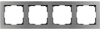 Рамка 4-местная пластик серый никель "Нептун" квадрат