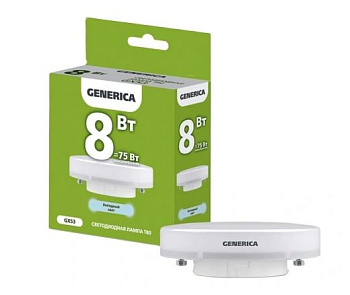 Лампа светодиодная T80 таблетка 8Вт 230В 6500К GX53 GENERICA