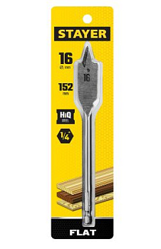 STAYER FLAT 16x152мм, сверло по дереву перовое