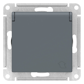 Systeme Electric AtlasDesign Грифель Розетка с/з, со шторками, с крышкой, 16А, в сборе