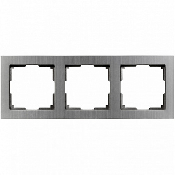 Рамка 3-местная пластик серый никель "Нептун" квадрат