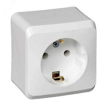 Systeme Electric Этюд наруж Бел Розетка 1-ая с/з без шторок
