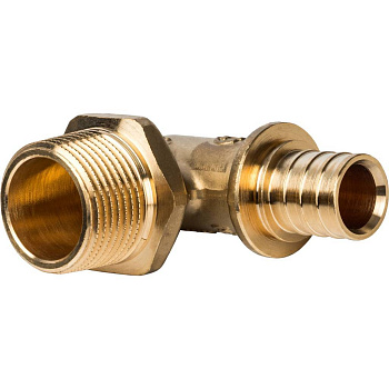 STOUT Угольник-переходник с наружной резьбой 25xR 3/4  для труб из сшитого полиэтилена аксиальный