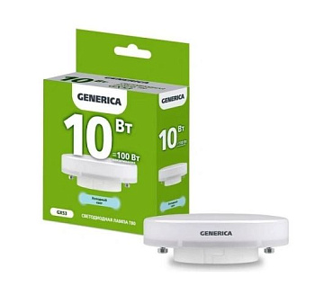 Лампа светодиод. Т80 таблетка 10Вт 230В 6500К GX53 GENERICA