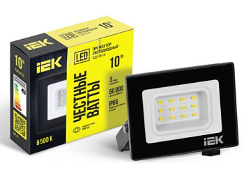 Прожектор светодиодный СДО 06-10 6500К IP65 черн. IEK