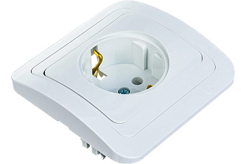 Розетка 1-м СП Mimoza 16А IP20 с заземл. керамика бел./бел. Makel 12008