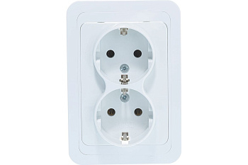 Розетка 2-м СП Mimoza 16А IP20 с заземл. бел./бел. Makel 12082
